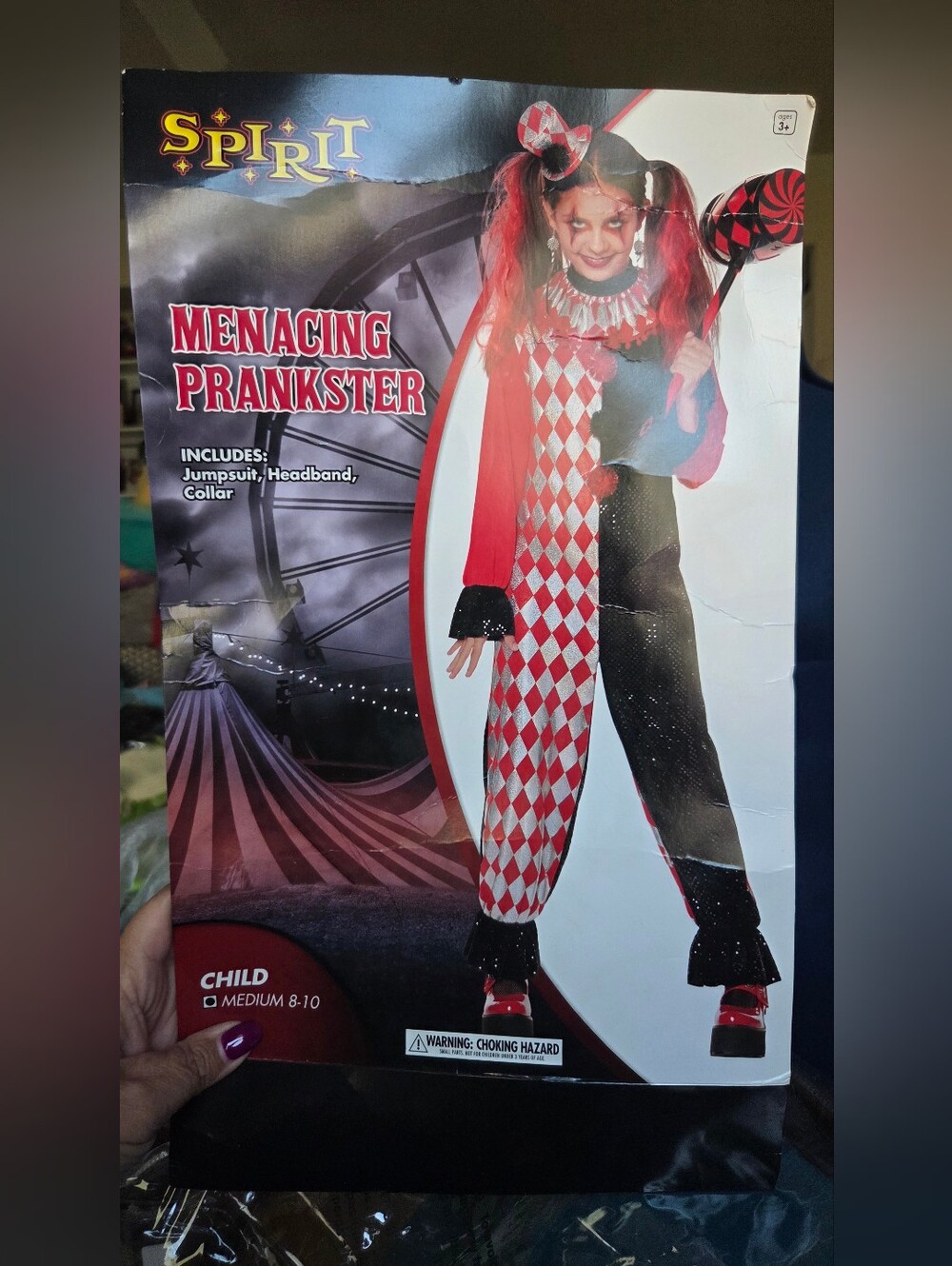 Menacing Prankster Kids Costume - Red, Black Harlequin